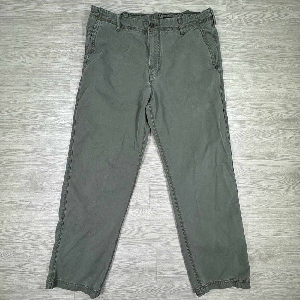 Timberland Mens Chino Pants‎ Straight Leg Olive Green 36x32 Cotton Casual